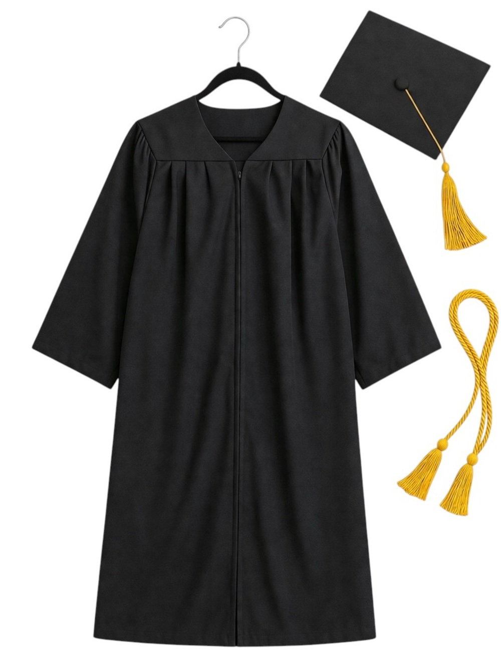 Jostens Black Graduation Gown ONLY Unisex Zip Front Academic Regalia Adult EUC